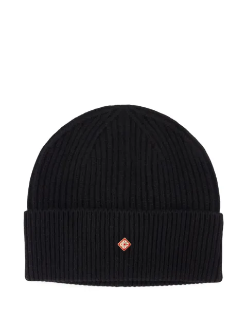 Casablanca ribbed-knit logo-plaque beanie hat