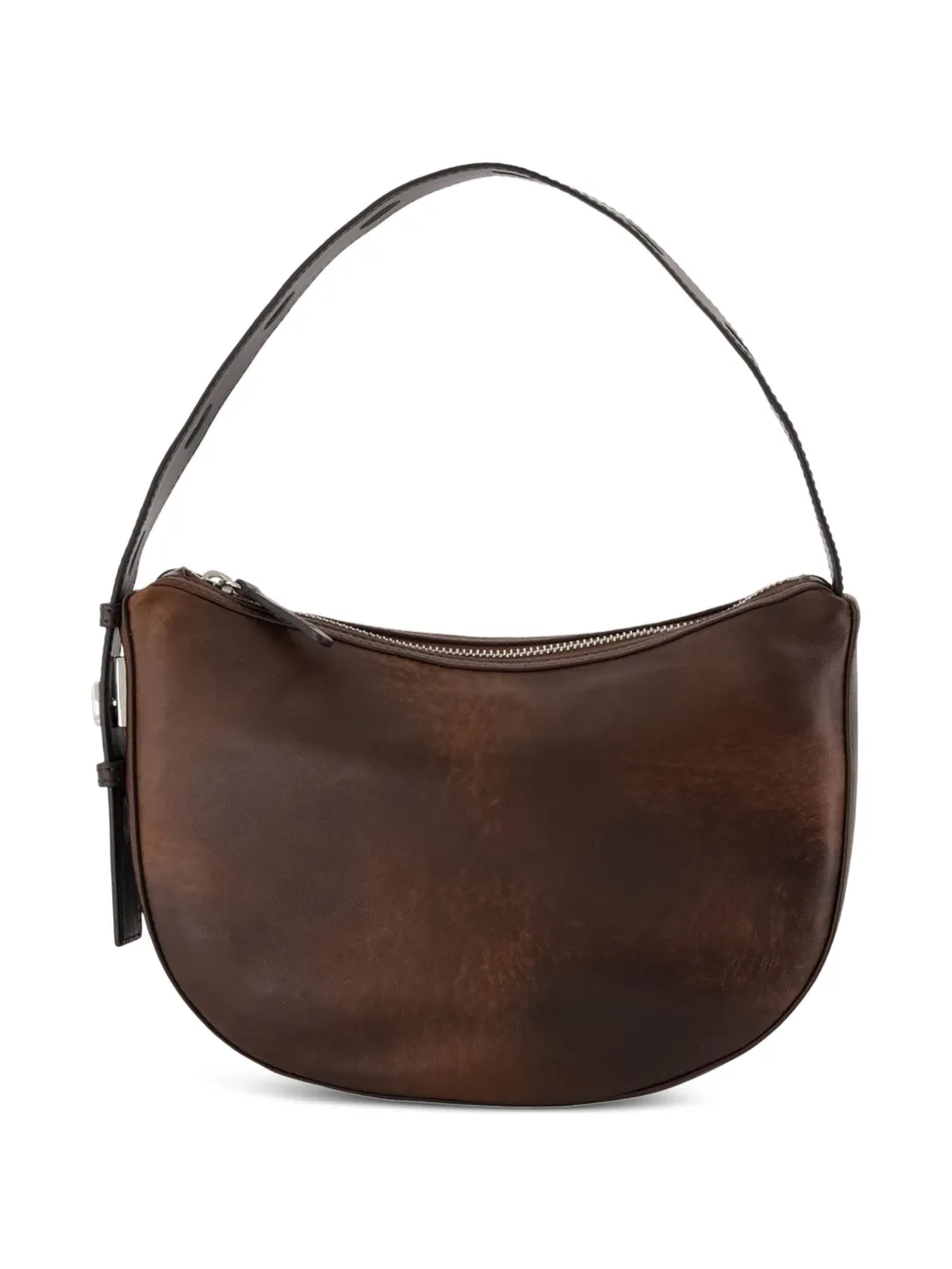 STAUD Levi distressed leather shoulder bag - Brown