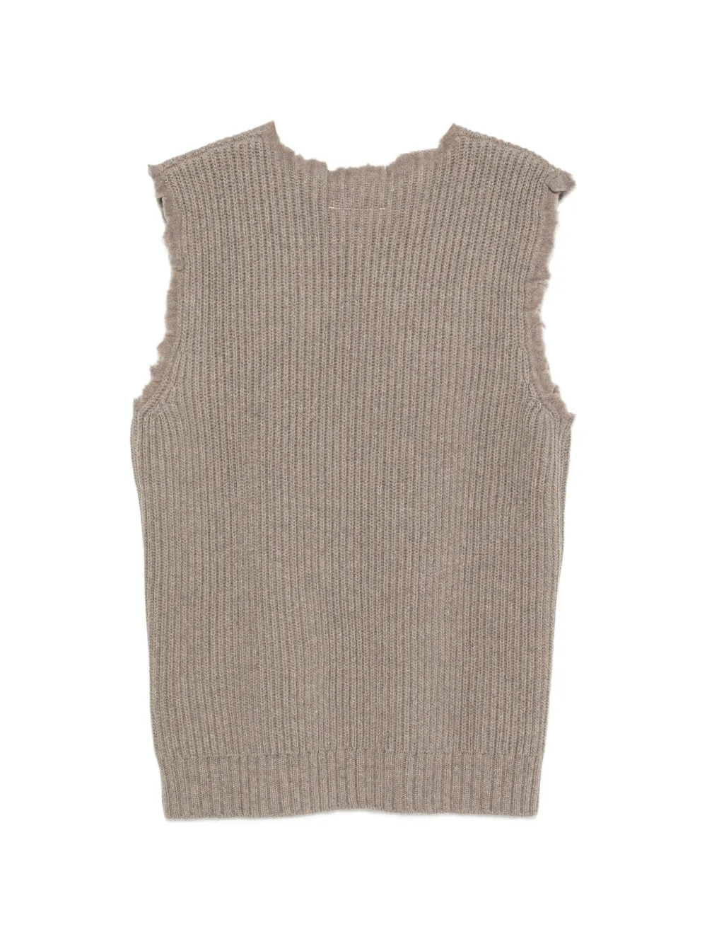 MM6 Maison Margiela Gerafelde ribgebreide top Beige