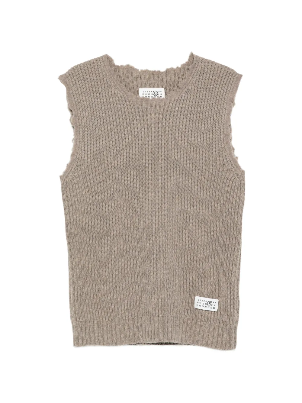 MM6 Maison Margiela distressed ribbed-knit vest - Toni neutri