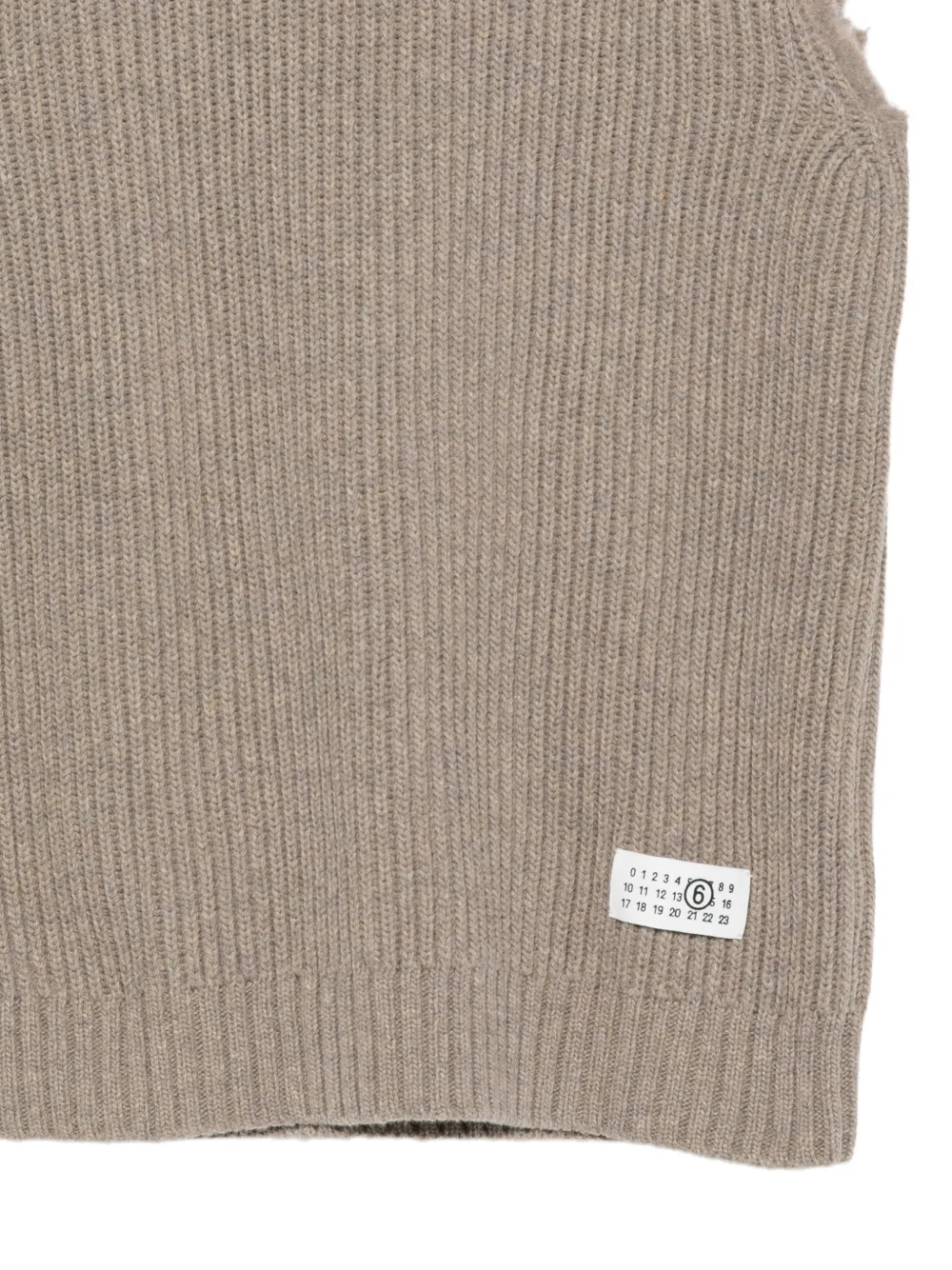MM6 Maison Margiela Gerafelde ribgebreide top Beige