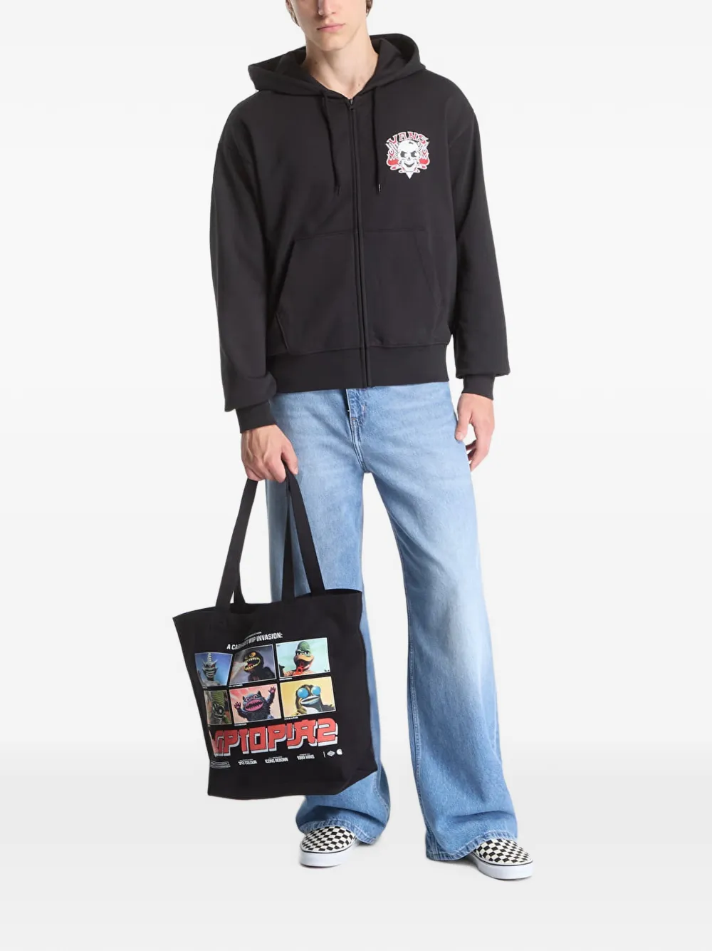 Vans Blaze Head hoodie met grafische print en rits Zwart