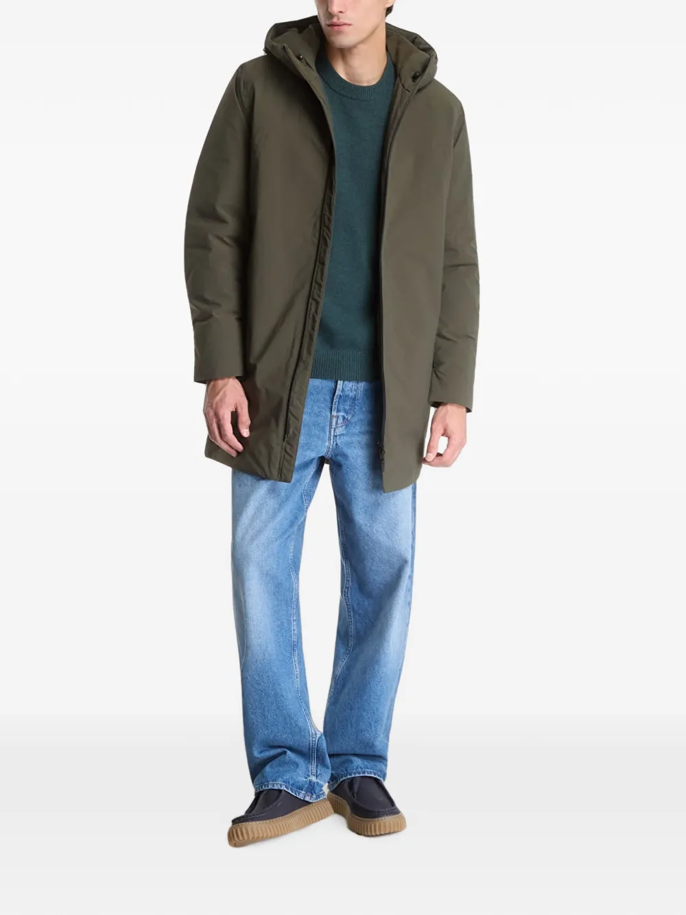 SAMSOE Saclaus hooded zip-up coat Groen