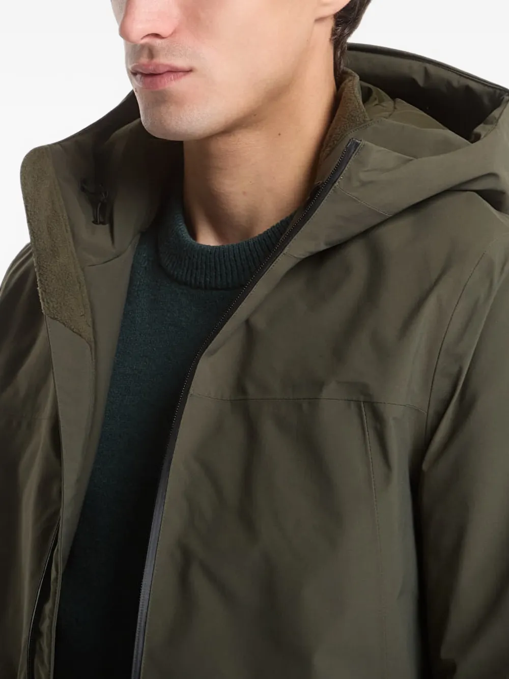 SAMSOE Saclaus hooded zip-up coat Groen