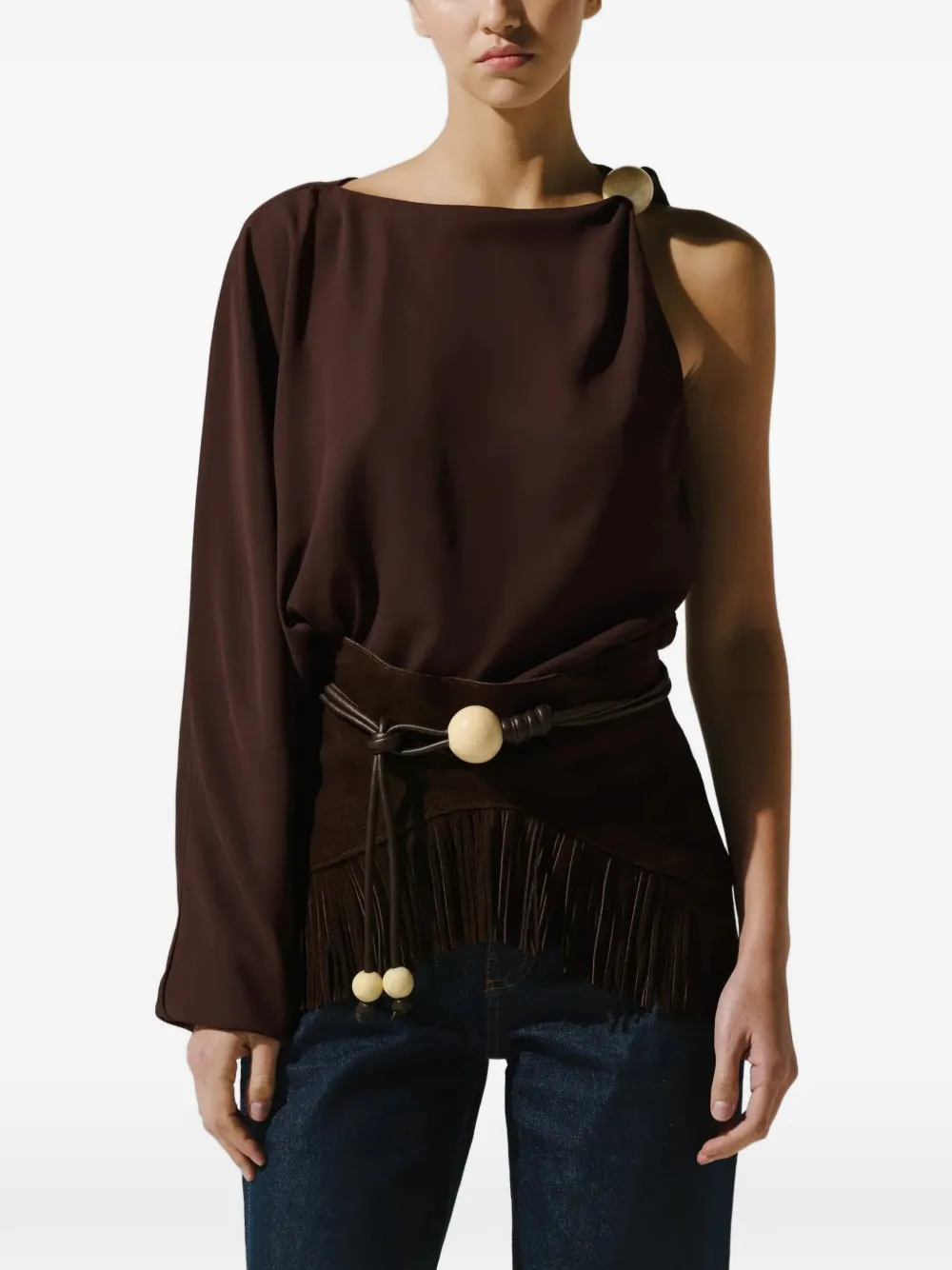 Baobab Dolly asymmetrische blouse Bruin