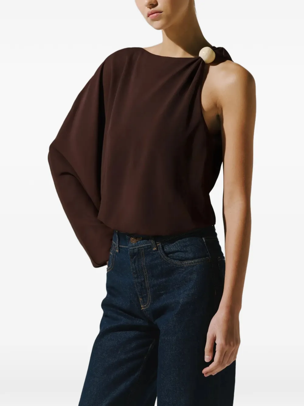 Baobab Dolly asymmetrische blouse Bruin