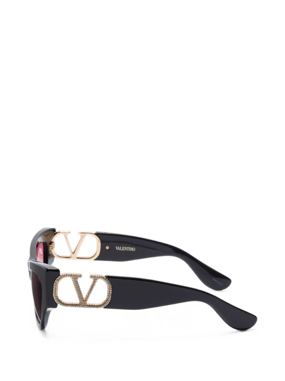 VALENTINO GARAVANI EYEWEAR VLogo rhinestone-embellished cat-eye sunglasses Zwart
