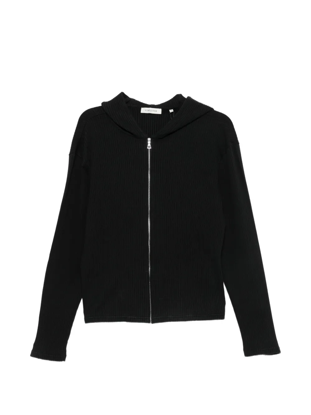 Sunflower ribbed-knit zip-up hoodie - Nero