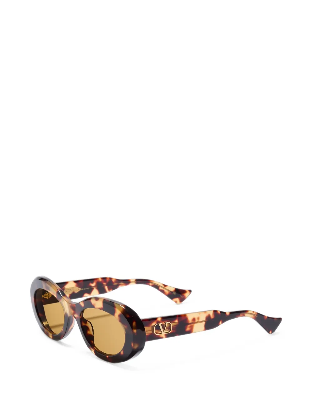 VALENTINO GARAVANI EYEWEAR Zonnebril met ovalen montuur en VLogo-plakkaat Bruin