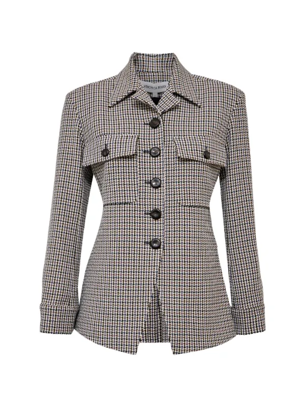 Veronica Beard Molyneux Tailored Houndstooth-pattern Jacket in Neutrals