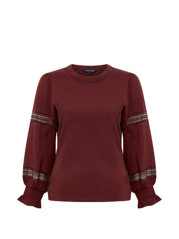 Veronica Beard Bellamie Lace-trim Blouse in Red