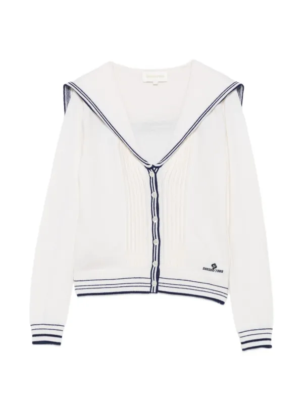 Shushu/Tong Sailor-collar Cardigan in White