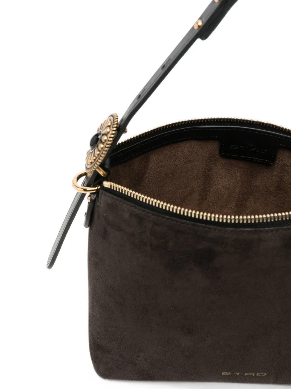 ETRO Suède schoudertas met logoplakkaat Bruin