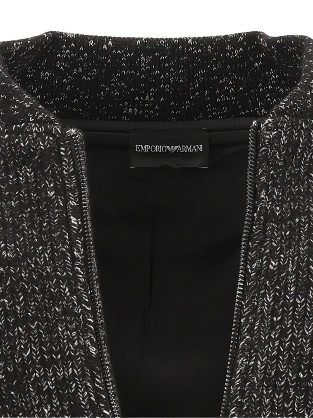 Emporio Armani Signature Capsule gemêleerd gebreid jack met rits Zwart