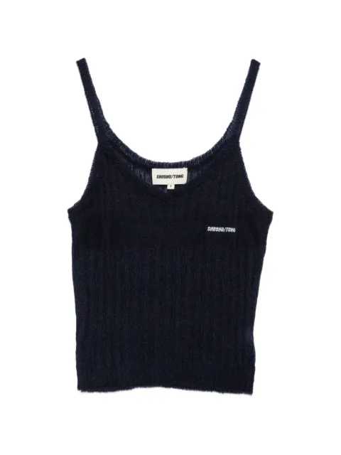 SHUSHU/TONG top tejido de canalé con logo bordado
