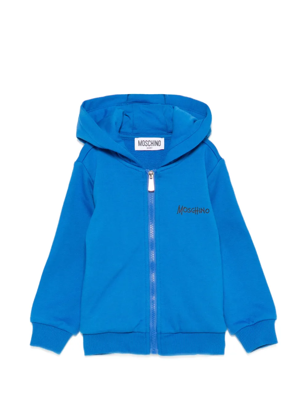 Moschino Kids logo-print zip-up hoodie - Blu