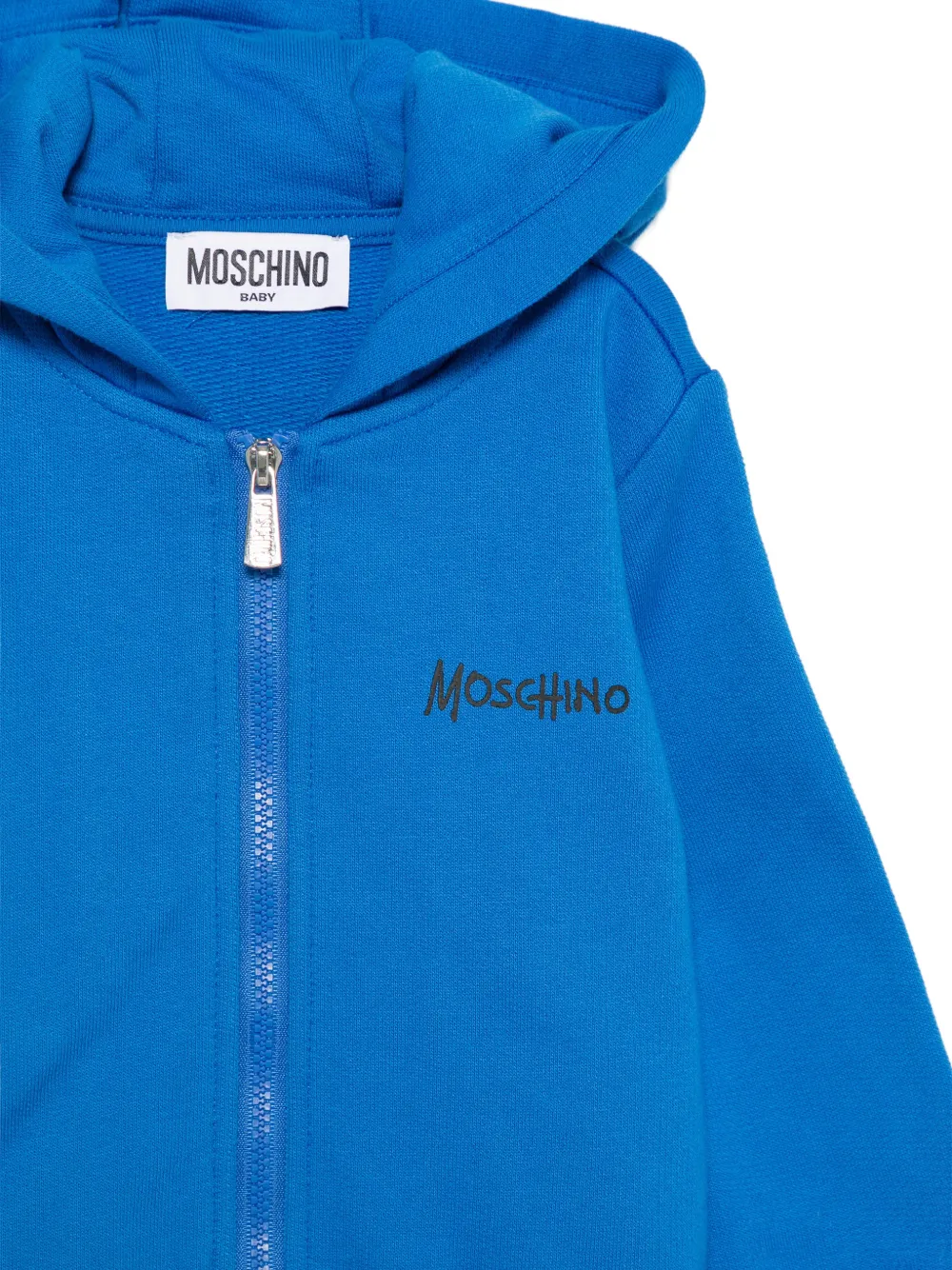 Moschino Kids Hoodie met logoprint en rits Blauw
