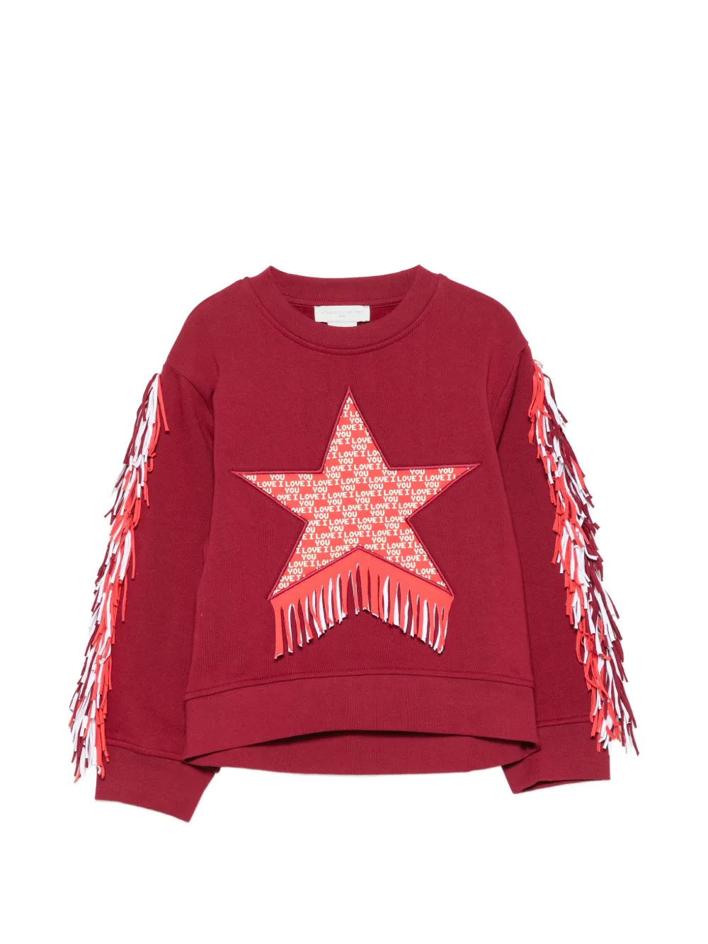 Stella McCartney Kids fringe-detail star-patch sweatshirt - Rosso