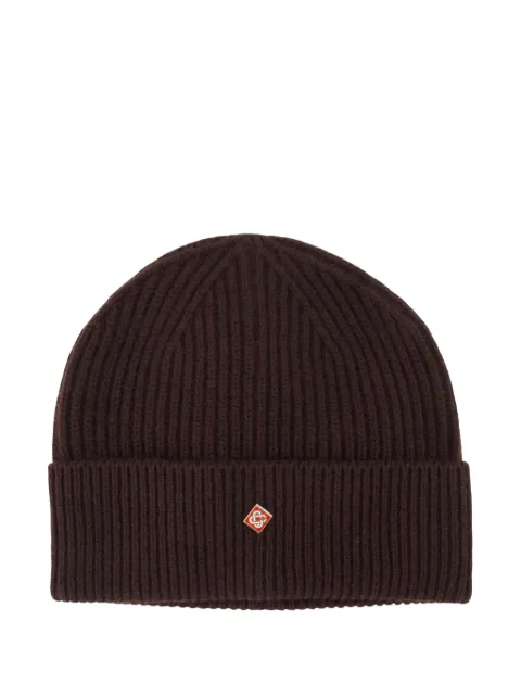 Casablanca ribbed-knit logo-plaque beanie hat