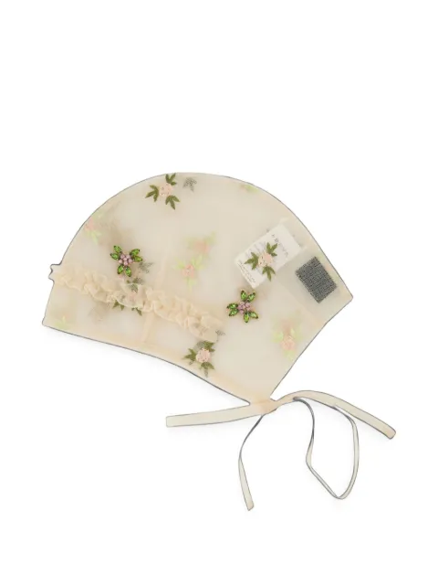 Simone Rocha frill-trimmed embroidered beanie hat