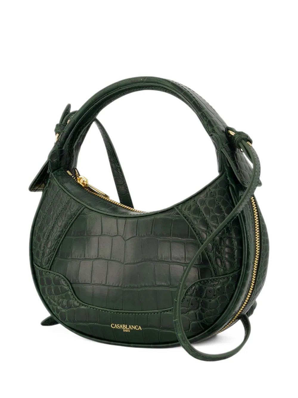 Casablanca Biker croc-effect leather shoulder bag - Green