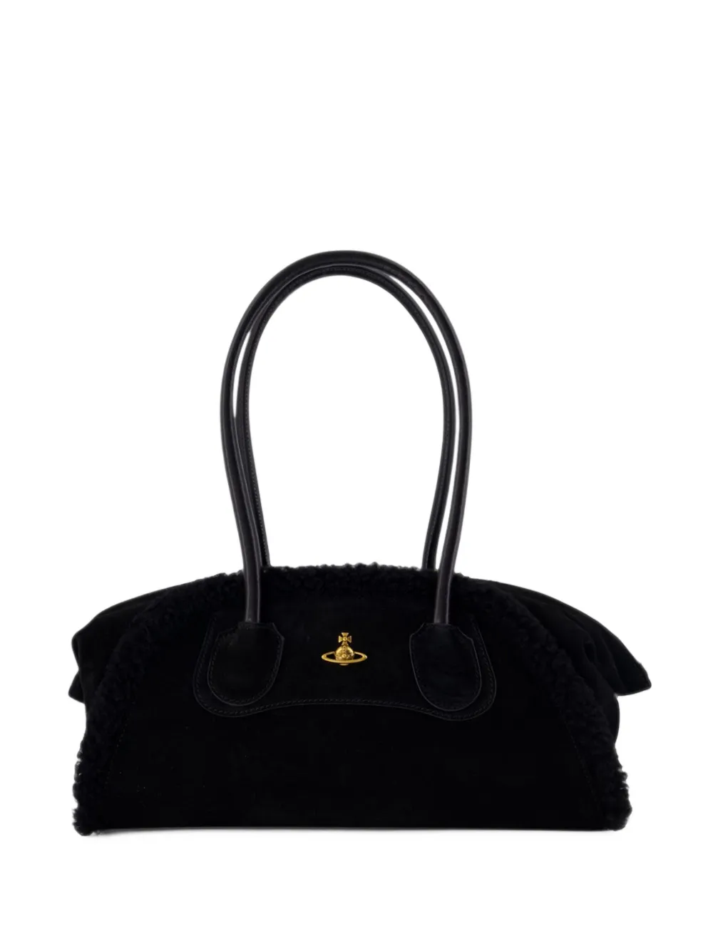 Vivienne Westwood small Shirley shearling shoulder bag - Black