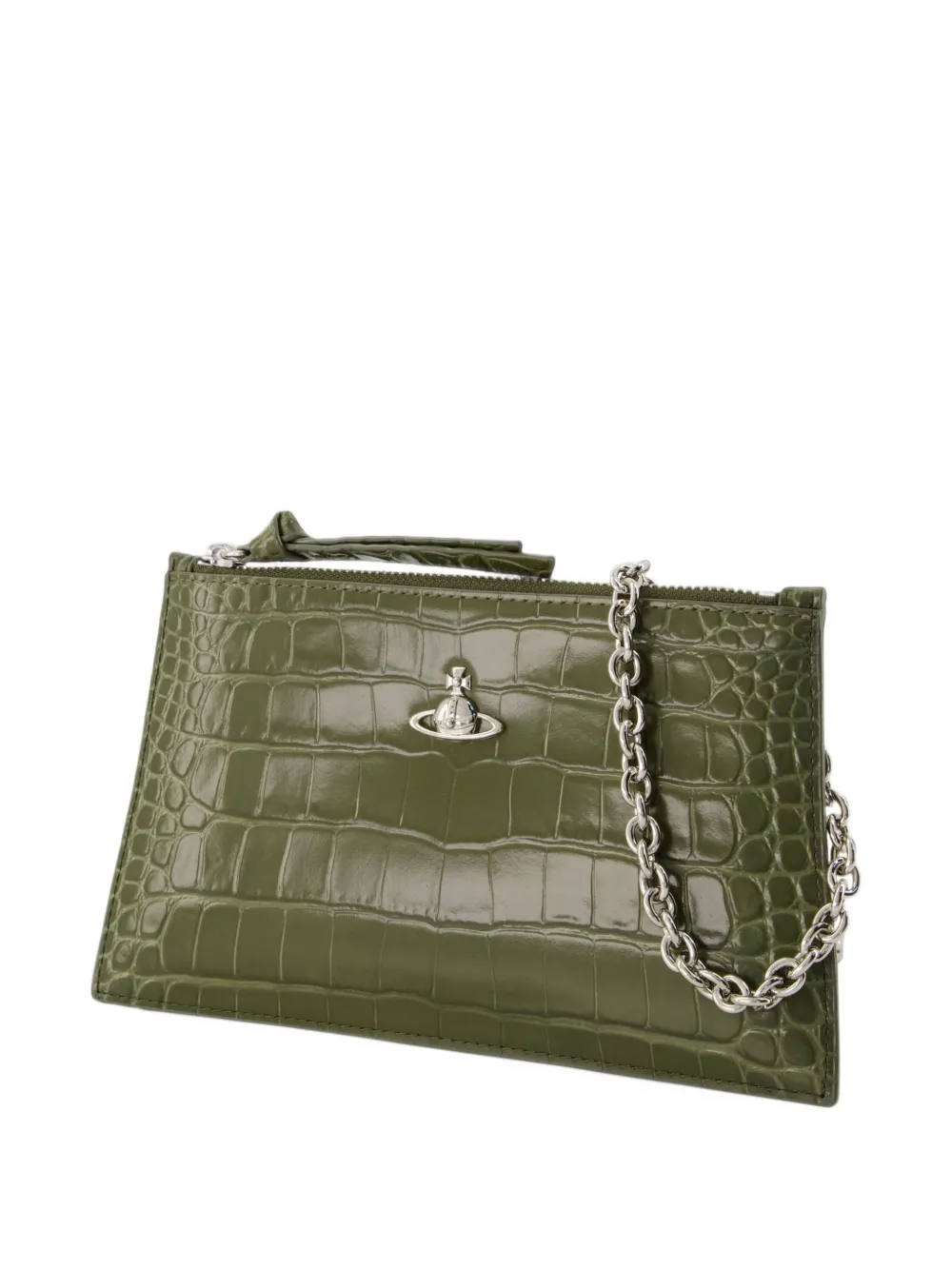 Vivienne Westwood croc-effect Orb Clutch Bag | Green | FARFETCH