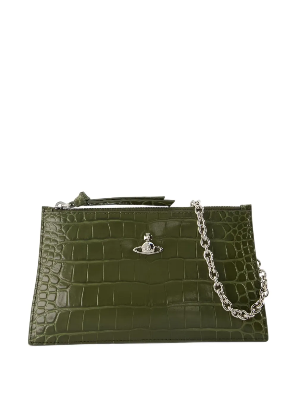 Vivienne Westwood croc-effect Orb clutch bag - Grün