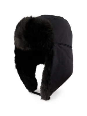 THUG CLUB faux-fur TC logo-plaque Beanie Hat | Black | FARFETCH