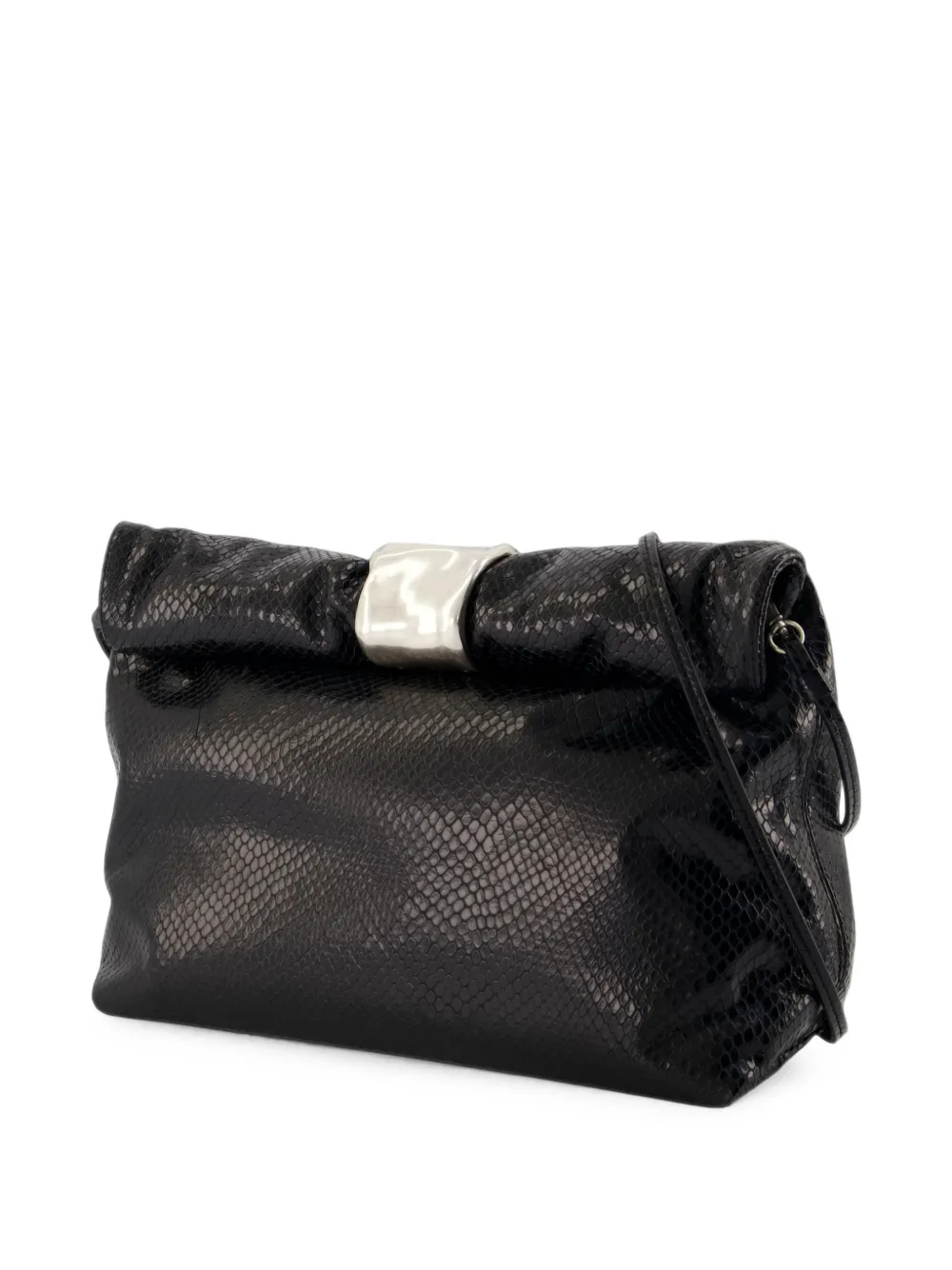 STAUD Cuff snake-effect leather clutch bag Zwart