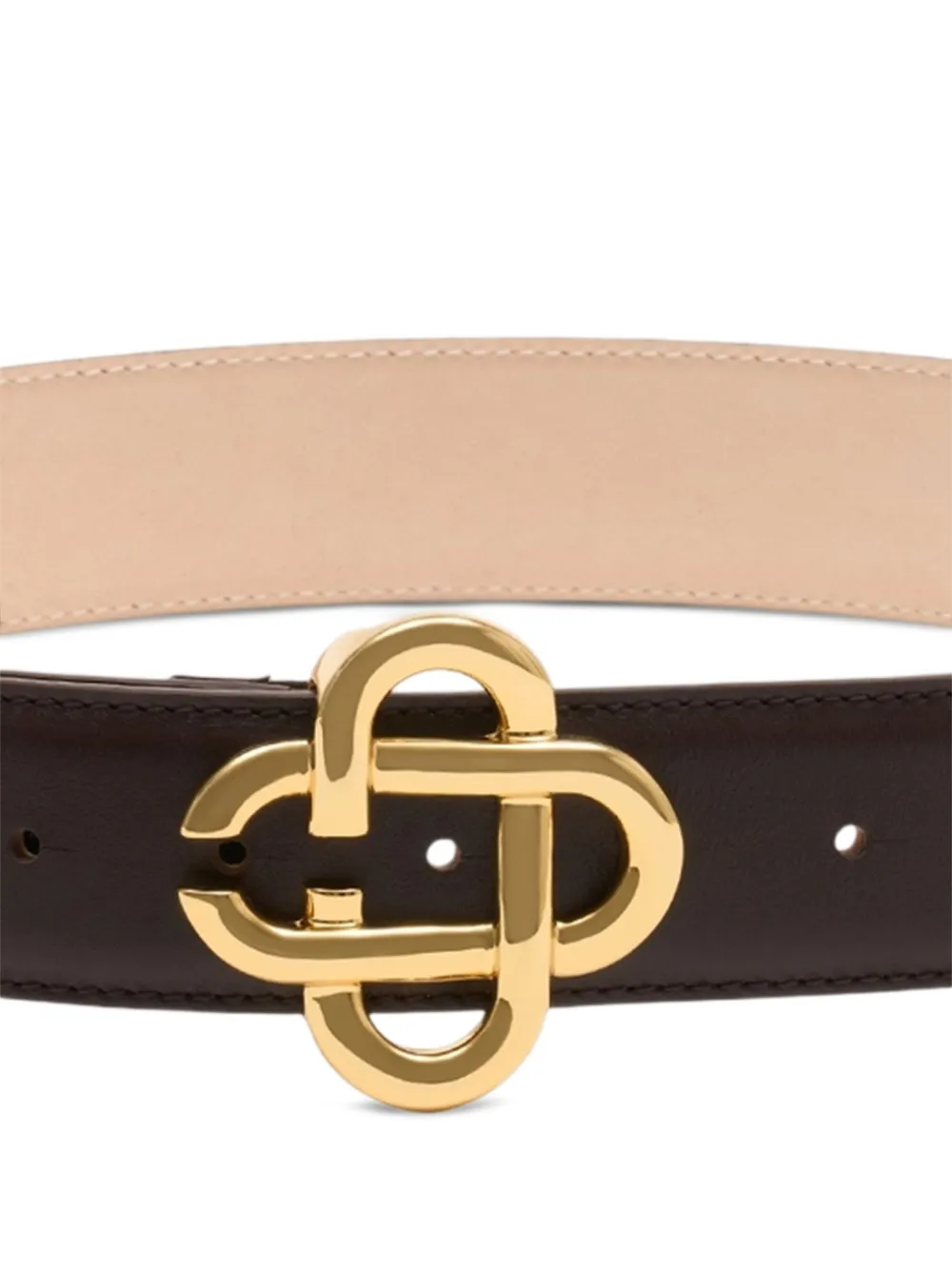 Casablanca CC Interlocking-logo Buckle Leather Belt in Brown, view 2