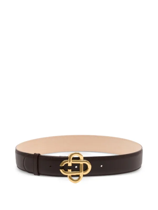 Casablanca CC Interlocking-logo Buckle Leather Belt in Brown