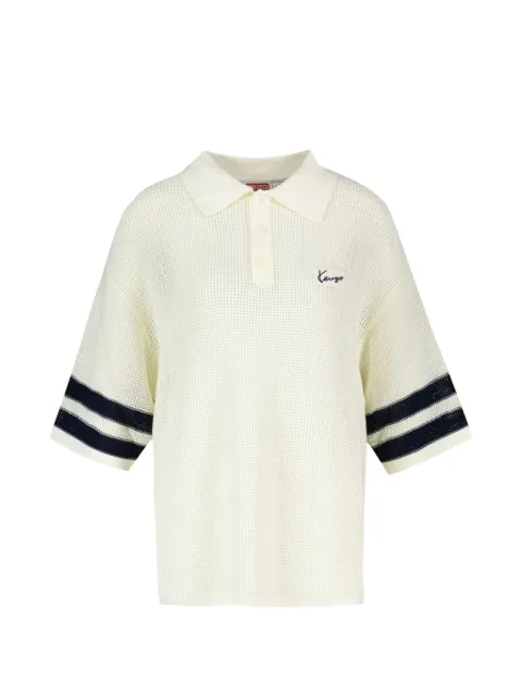 Kenzo crochet-knit striped-sleeve polo shirt