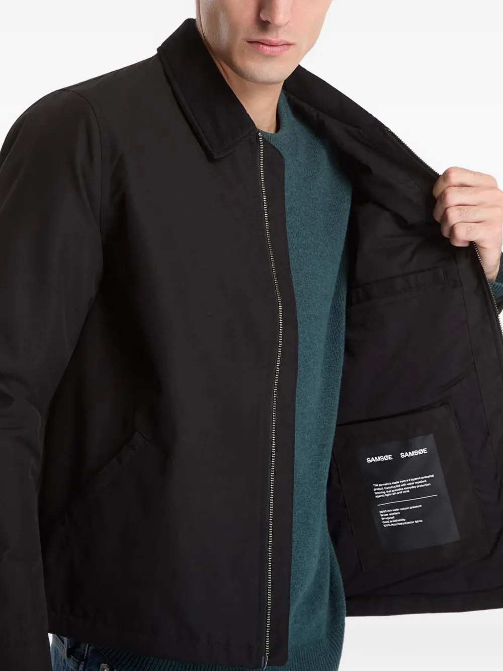 SAMSOE Sarobin P zip-up chest-pocket jacket Zwart