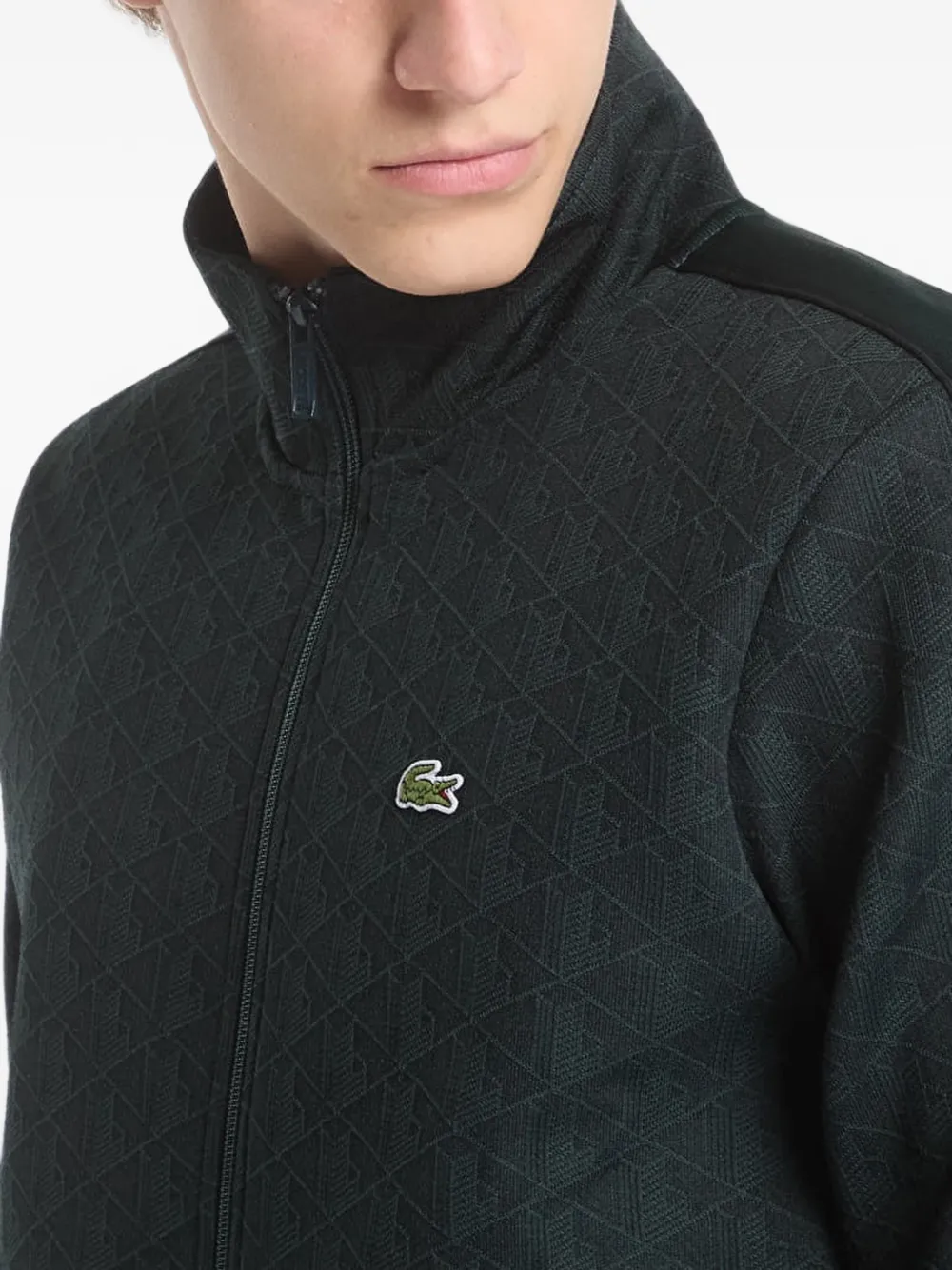 Lacoste Paris monogram-jacquard track jacket Groen
