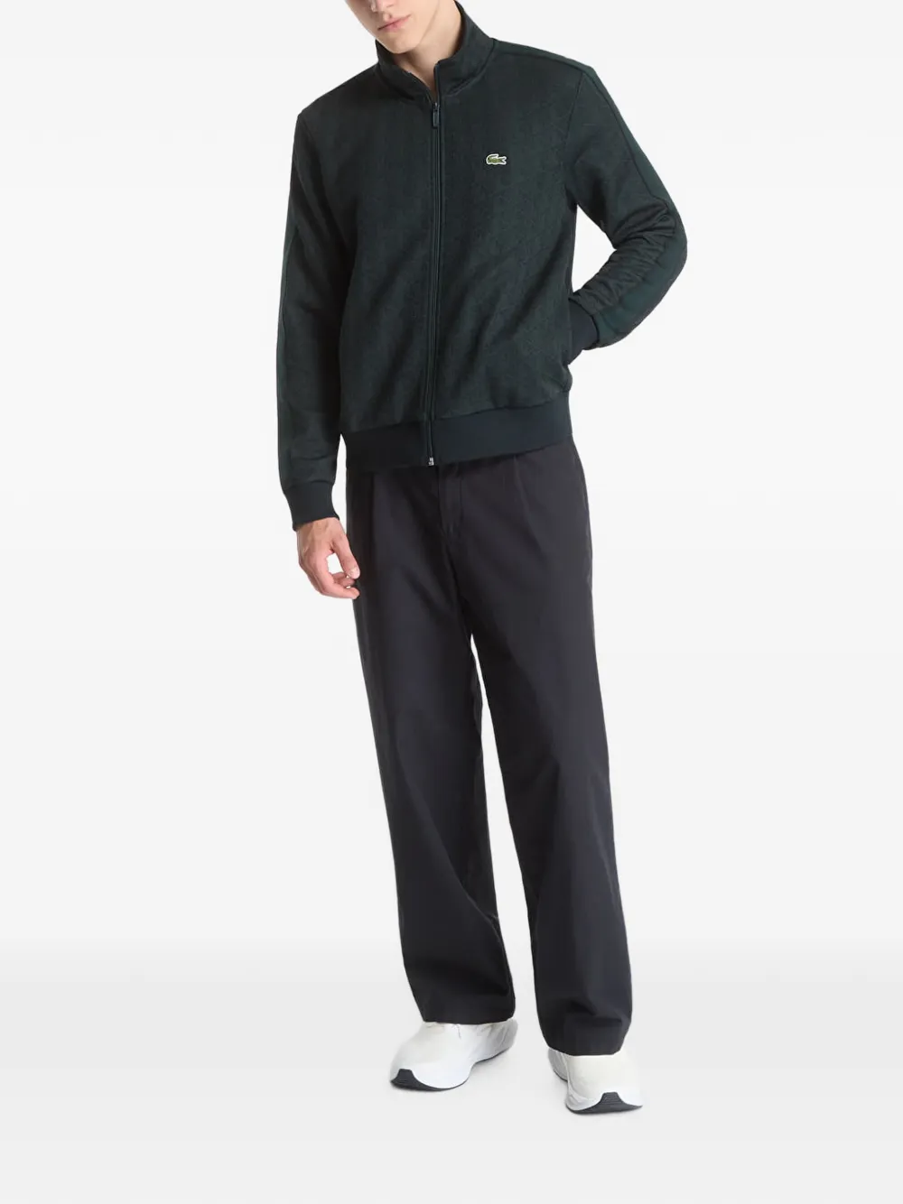 Lacoste Paris monogram-jacquard track jacket Groen