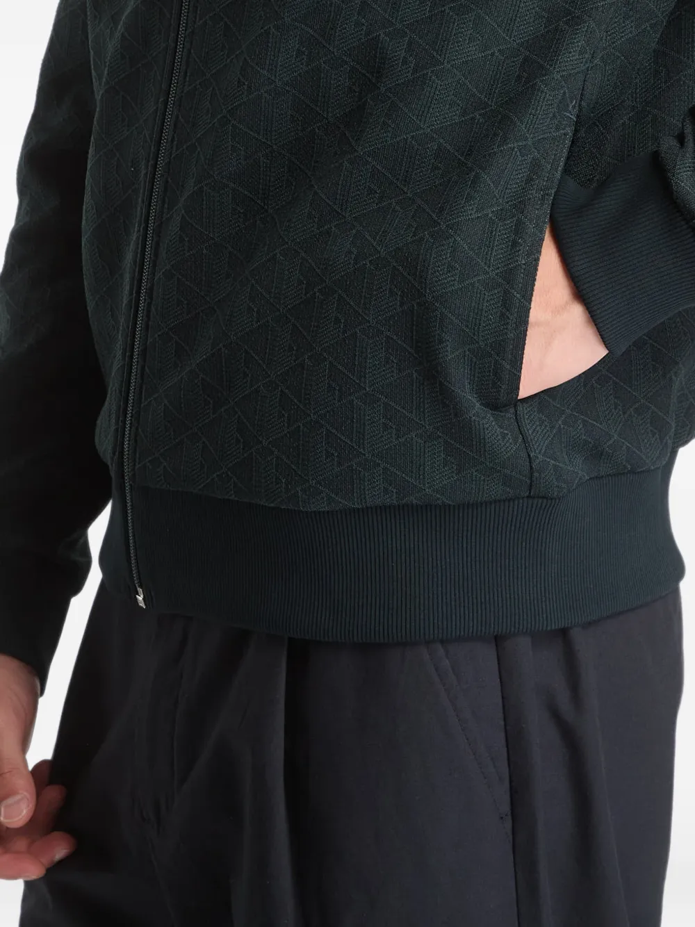 Lacoste Paris monogram-jacquard track jacket Groen