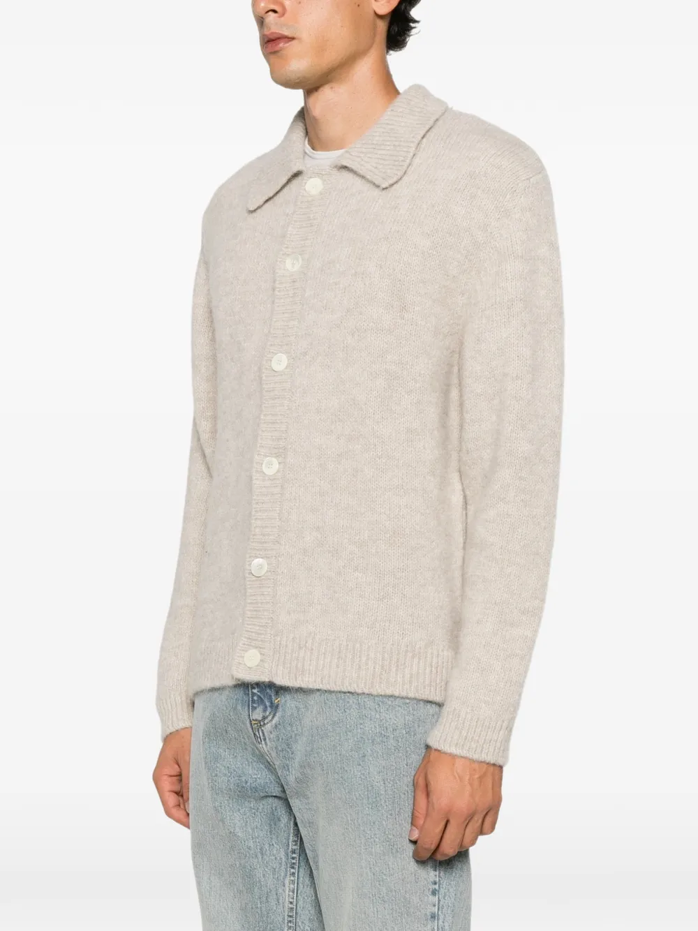 Sunflower button-up collared sweater Beige