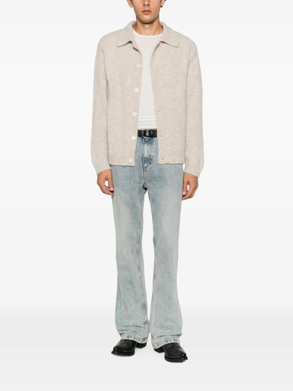 Sunflower button-up collared sweater Beige
