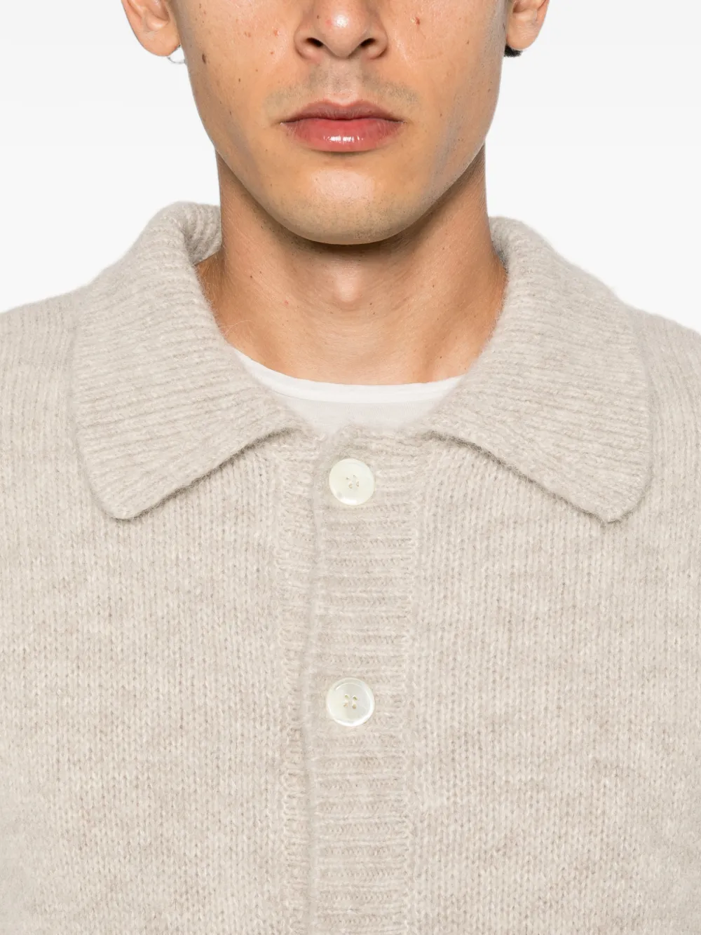 Sunflower button-up collared sweater Beige