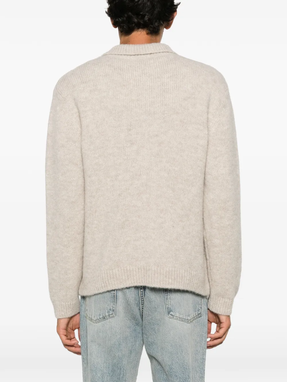 Sunflower button-up collared sweater Beige