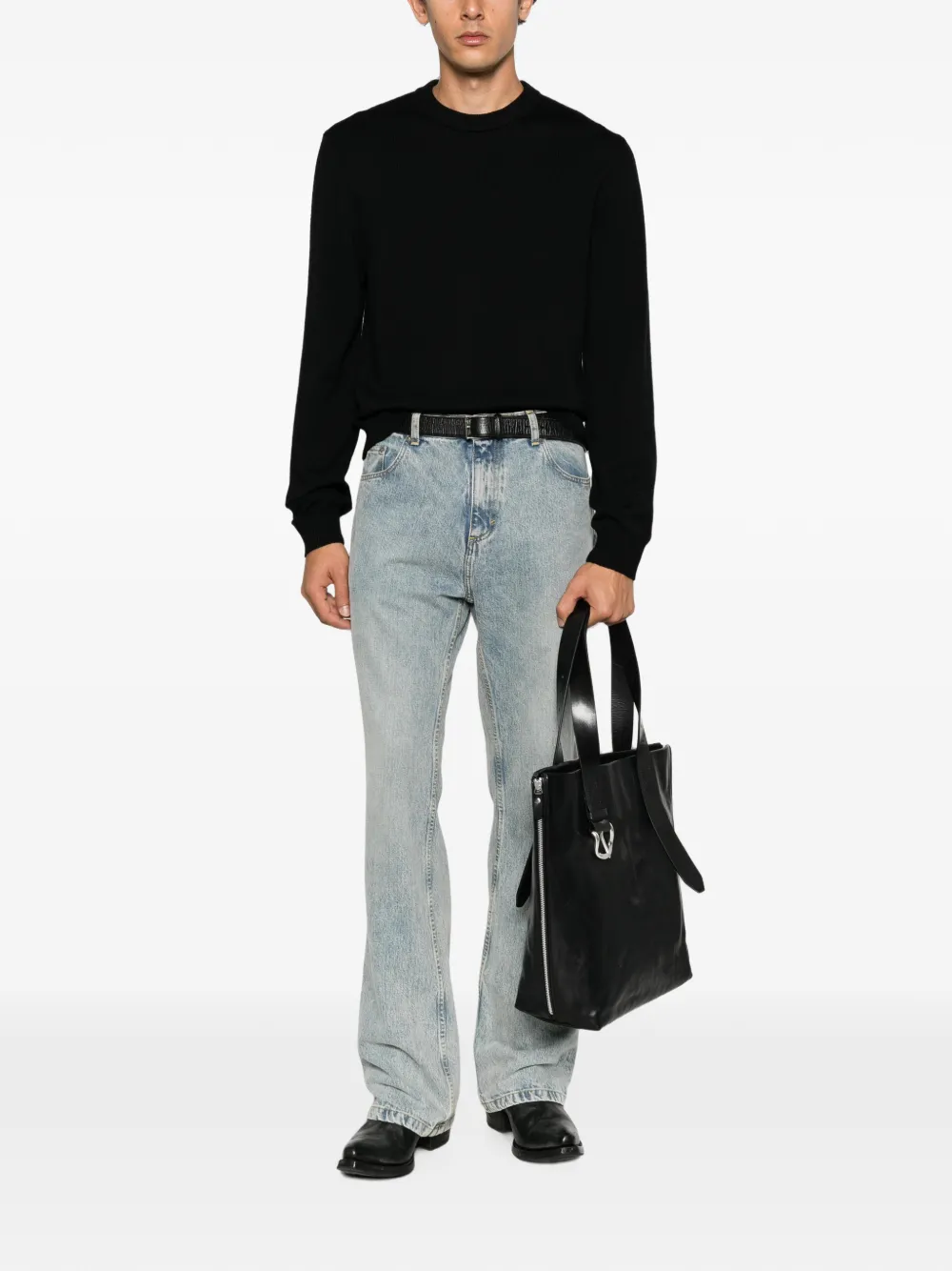 Sunflower ribbed-knit crew-neck sweater Zwart