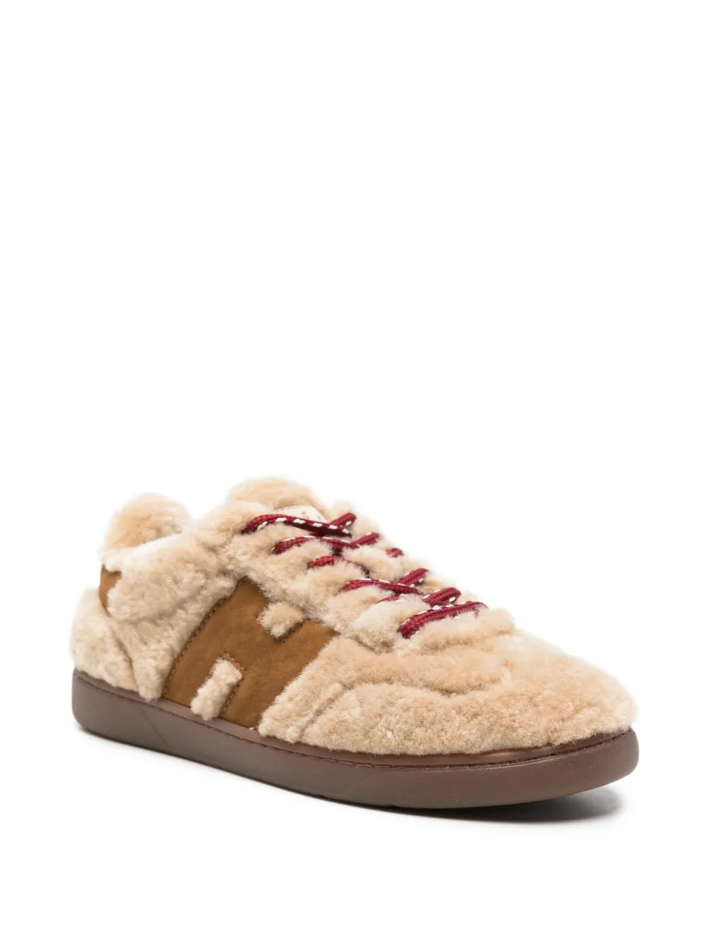Hogan shearling H-logo sneakers Beige