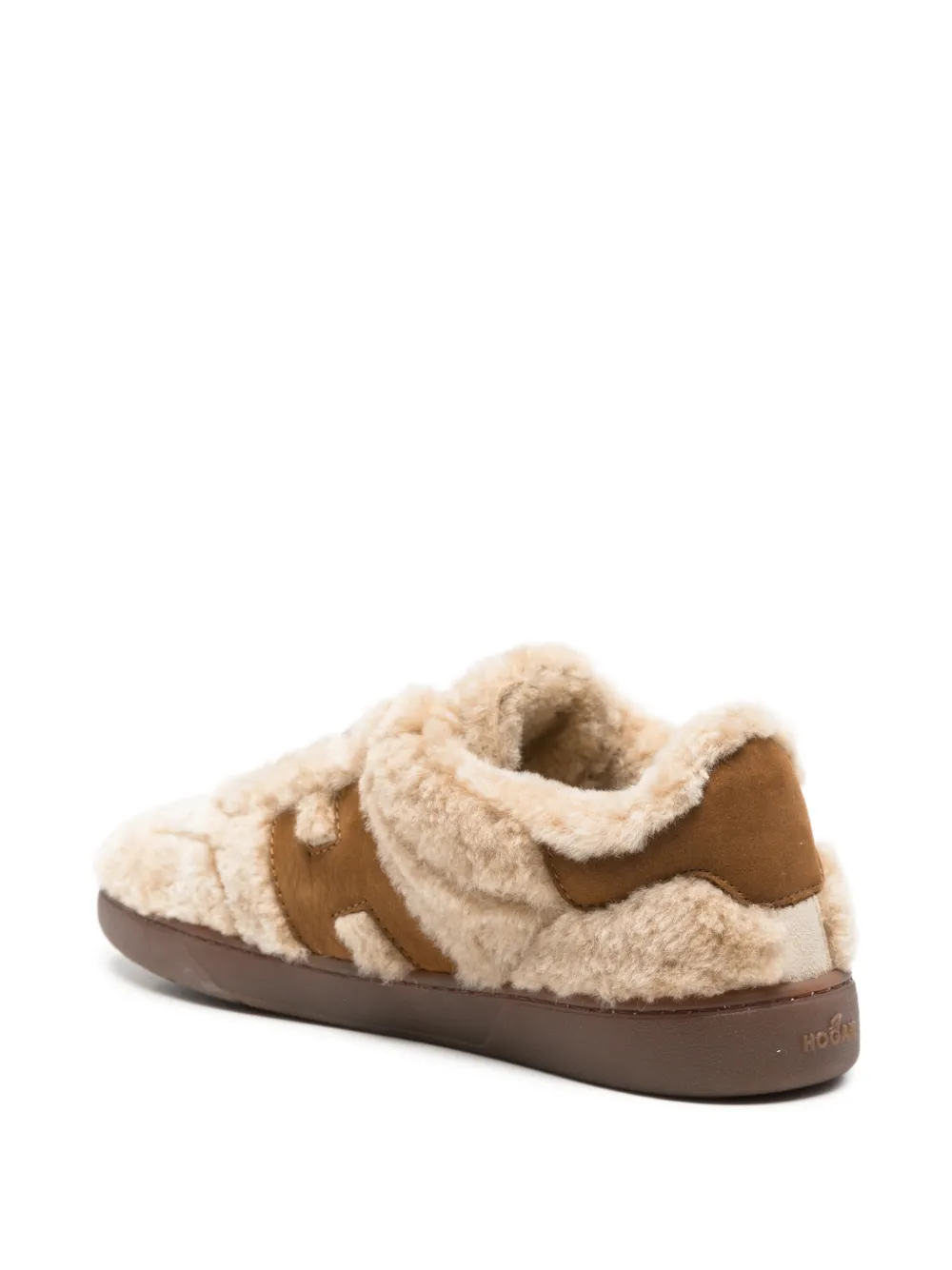 Hogan shearling H-logo sneakers Beige