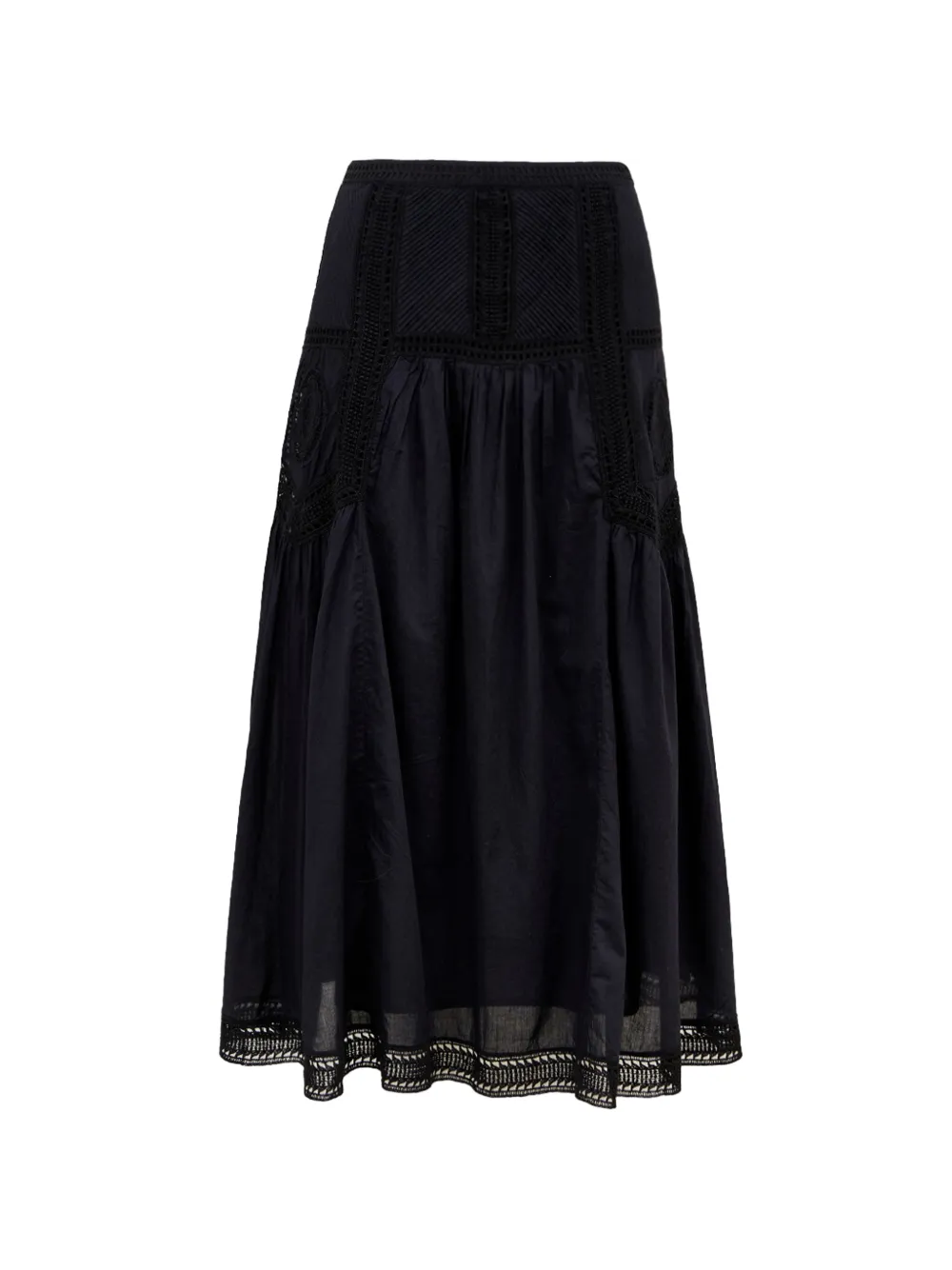 Ulla Johnson Alice crochet-trim midi skirt - Nero