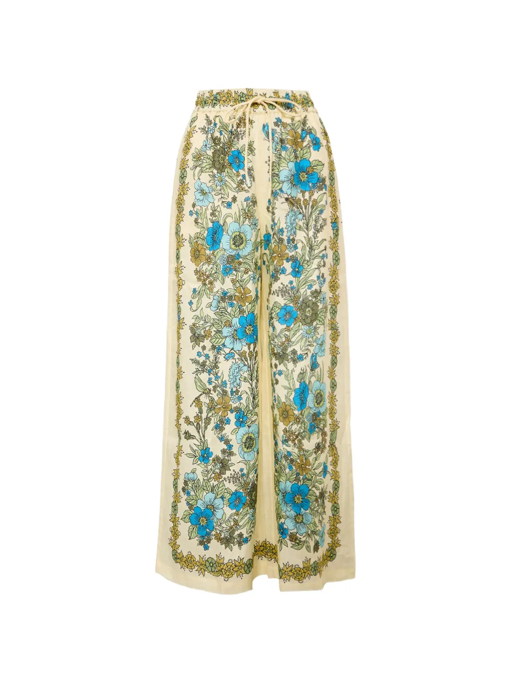 ALEMAIS pantalon Sophia en lin à imprimé floral - Tons neutres