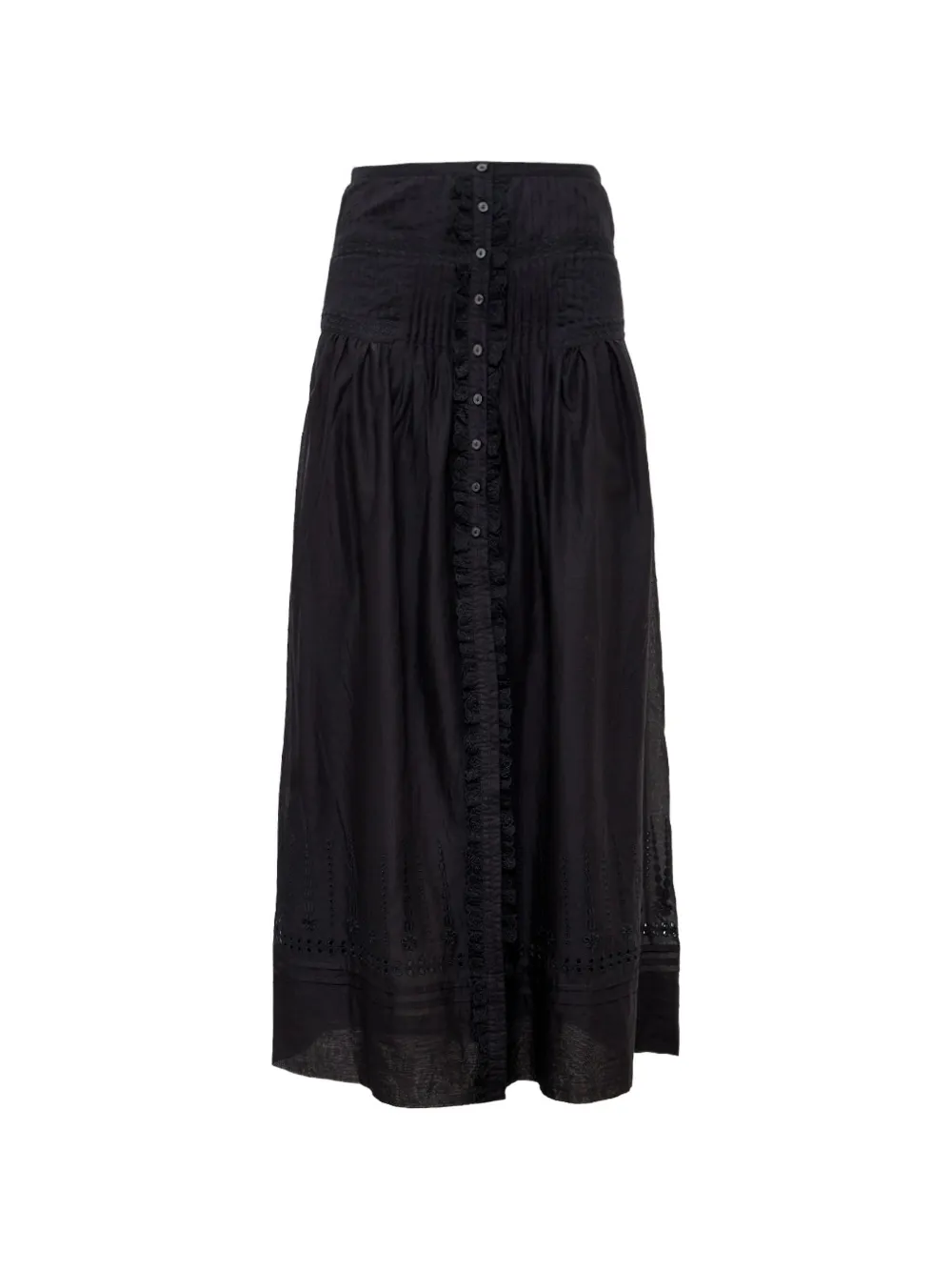 MARANT ÉTOILE Loraine pintuck-detail embroidered midi skirt