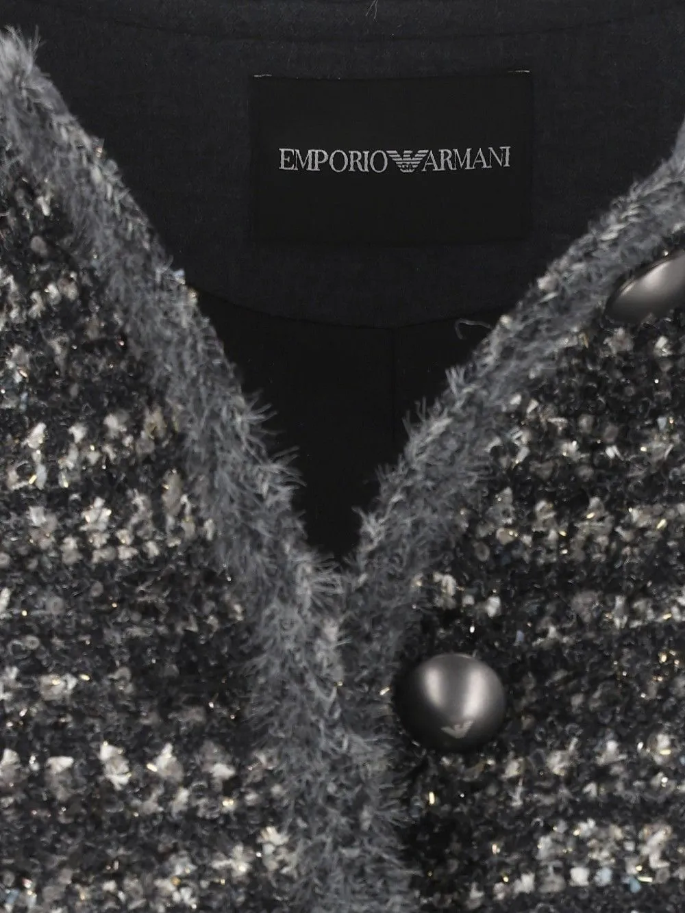 Emporio Armani tweed bolero jacket Zwart