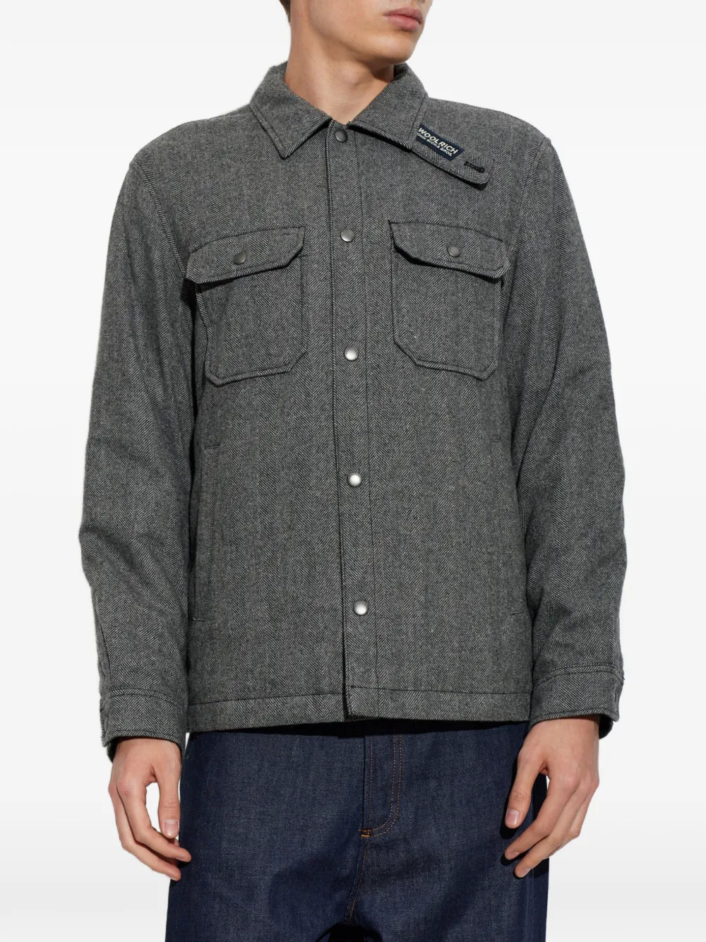 Woolrich Alaskan shirtjack met visgraatpatroon Grijs