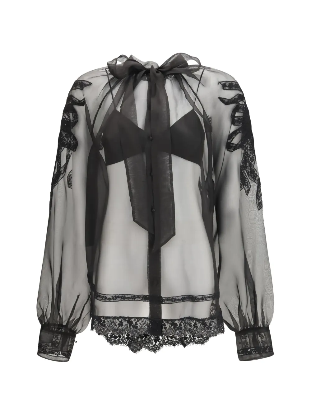Ermanno Scervino embroidered pussy-bow shirt